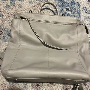 Mina Baie Harper Full Size Leather Bag in Stone